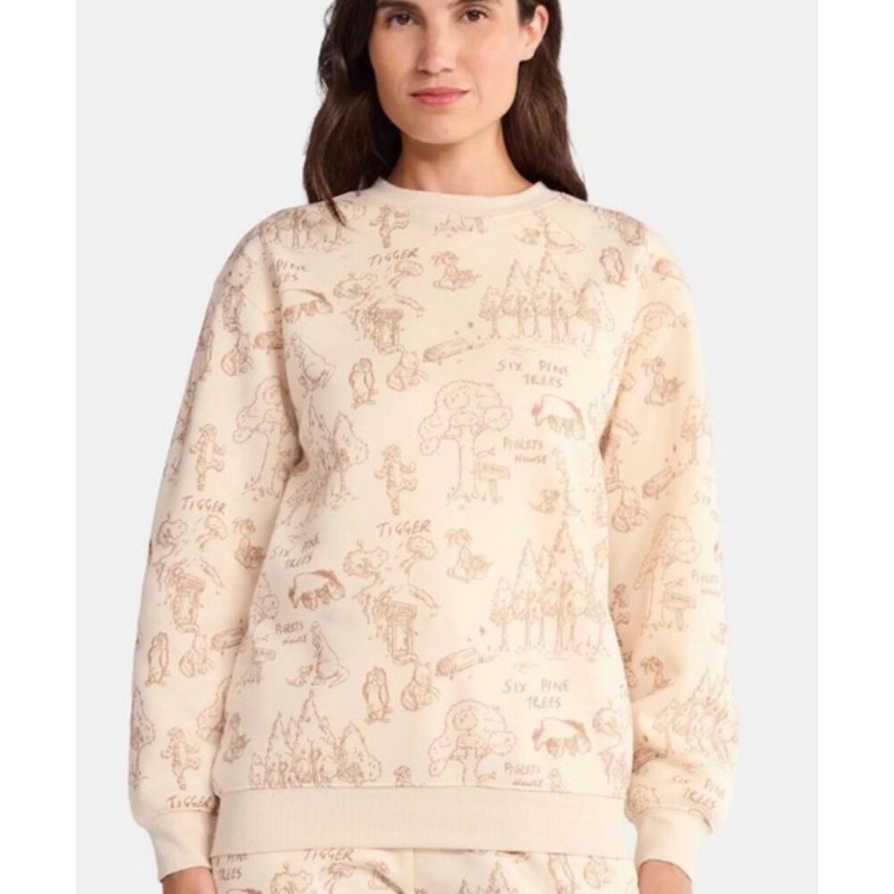 NEW Beige Sz XS Casual Wear WINNIE THE POOH TIGGER Lightweight Sweatshirt DISNEY